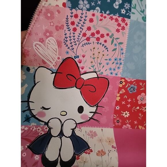 Hello Kitty Loungefly Patch Work Backpack Mini Bag Purse Sanrio Very Nice - Picture 4 of 8